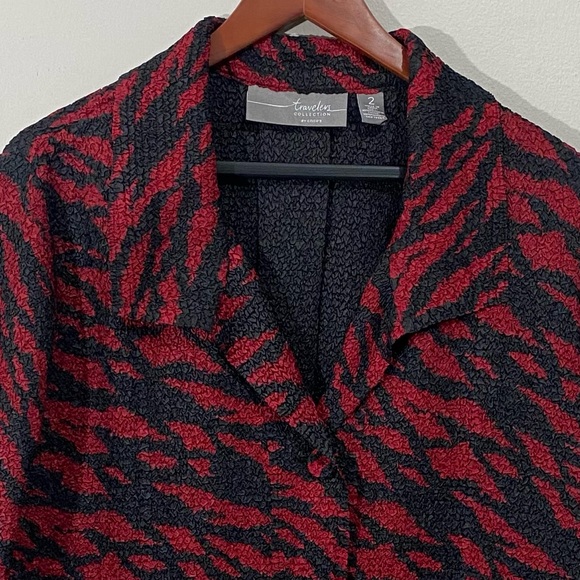 Chico’s Traveler Collection Crinkle Textured Animal Print Jacket Blazer Size L - Picture 8 of 12